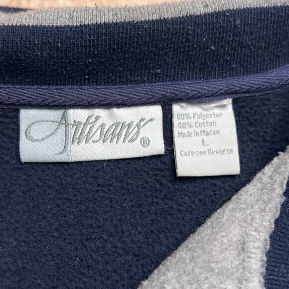 Vintage 90s Artisans Wolf Embroidered Quarter Zip Jacket Gray Long Sleeve Animal - Picture 4 of 6